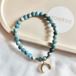 Bracelet APATITE BLEUE avec charm à choix