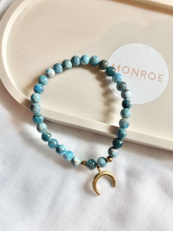 Bracelet APATITE BLEUE avec charm à choix