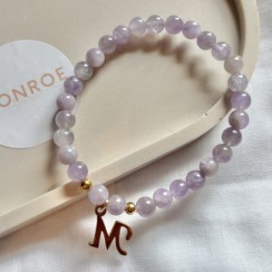 Bracelet AMETHYSTE LAVANDE avec charm à choix