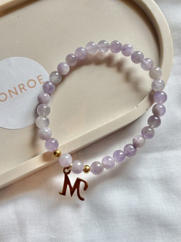 Bracelet AMETHYSTE LAVANDE avec charm à choix