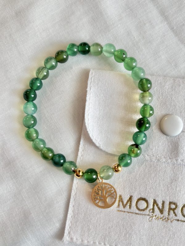Bracelet AGATE VERTE avec charm à choix