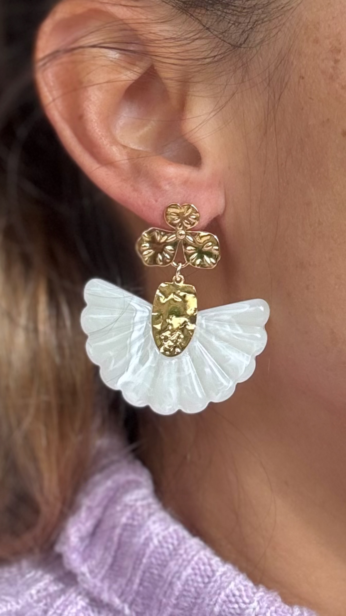 *** RUPTURE DE STOCK*** Boucles d'oreilles MANAYA écrues – Image 2